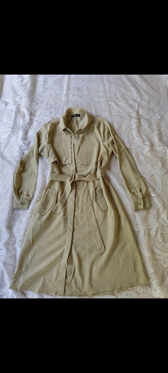 Bej Kemerli Uzun Keten tunik - Görsel 2