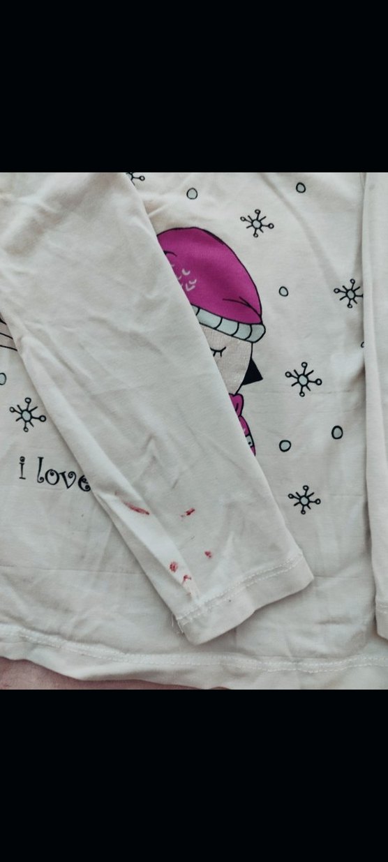 Beyaz Baskılı Uzun Kollu Kız Tişörtü - Görsel 3