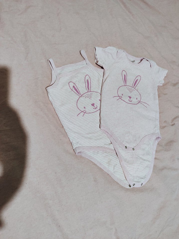 Pembe Baskılı Kısa Kollu Bebek Body - Görsel 2