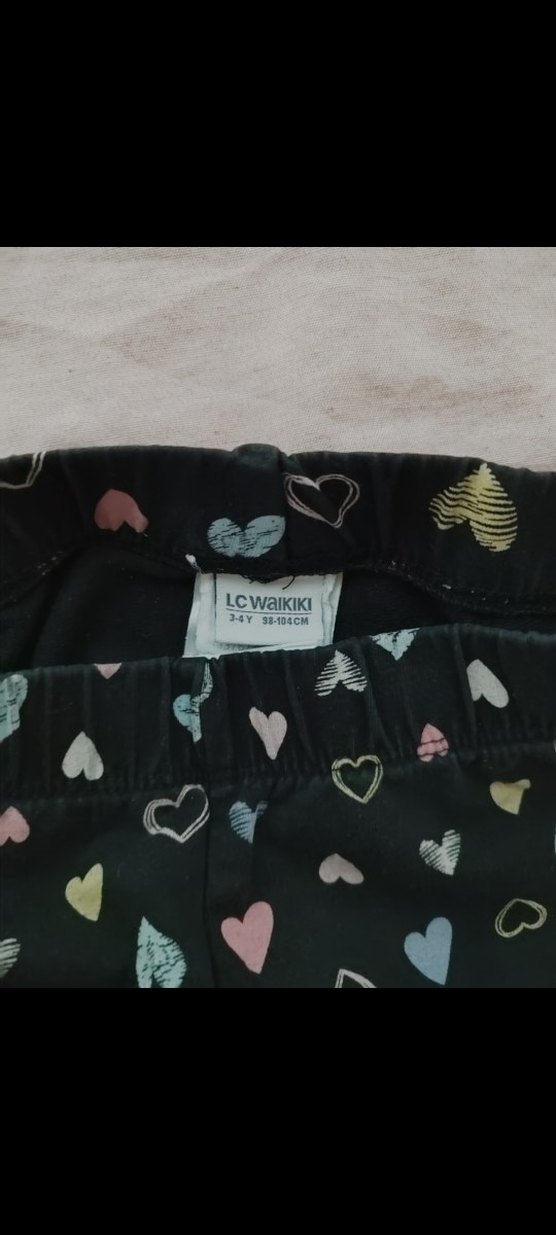 Kız Çocuk Renkli Kalpli Baskılı Tayt - Görsel 2