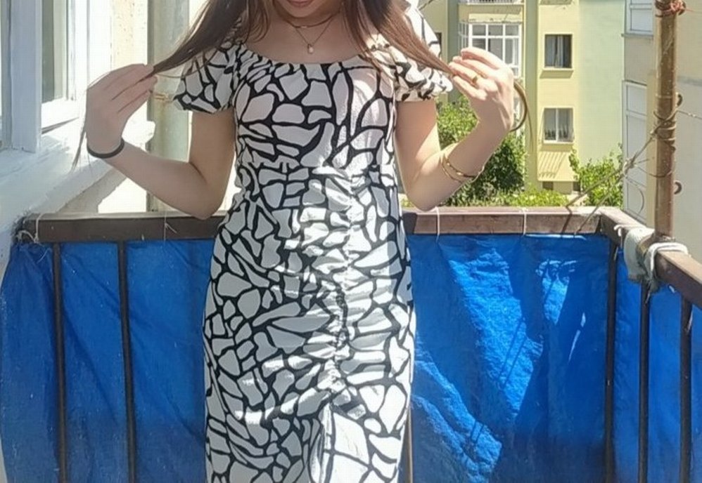 Zebra Desenli V Yaka Midi Elbise - Görsel 2