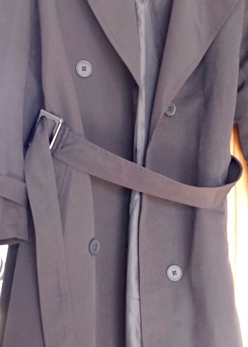 Kadın Siyah Uzun Trençkot - Görsel 7