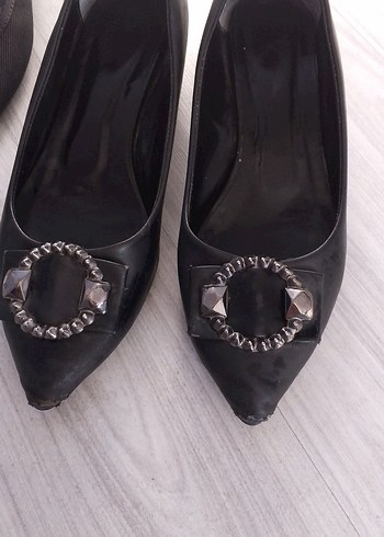 Kadın Siyah Dolgu Topuklu Siyah Tokalı Düz Ayakkabı - Görsel 8