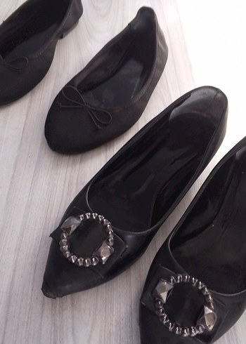 Kadın Siyah Dolgu Topuklu Siyah Tokalı Düz Ayakkabı - Görsel 9