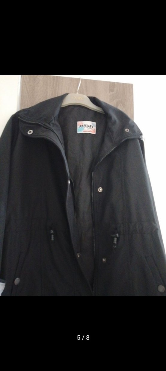 Düğmeli Siyah Midi Kadın Ceket keten yağmurluk - Görsel 4