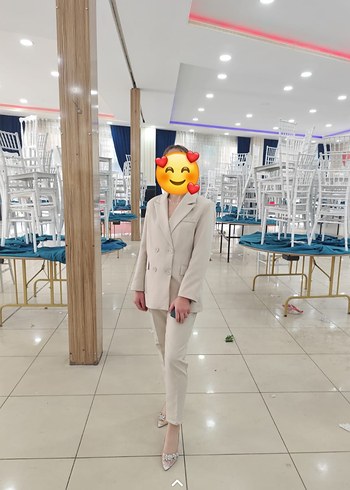 Bej Kadın Normal Kesim Midi Blazer - Görsel 2