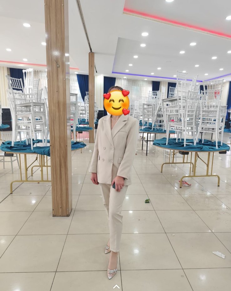 Bej Kadın Normal Kesim Midi Blazer - Görsel 2