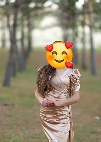 Drapeli Gold Uzun Abiye Elbise - Görsel 3