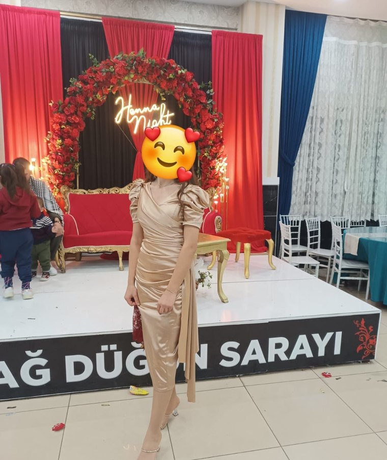 Drapeli Gold Uzun Abiye Elbise - Görsel 2