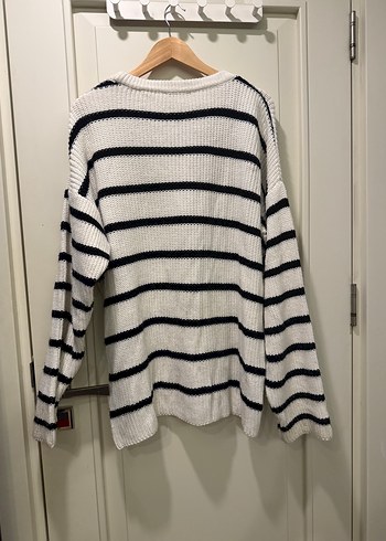 Trendyollman marka Çizgili Gri-Beyaz Örgü erkek  Kazak - Görsel 6