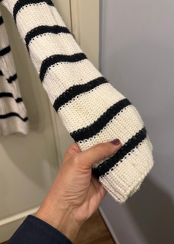 Trendyollman marka Çizgili Gri-Beyaz Örgü erkek  Kazak - Görsel 5