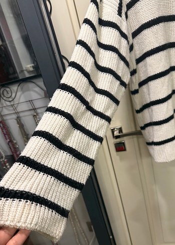 Trendyollman marka Çizgili Gri-Beyaz Örgü erkek  Kazak - Görsel 4