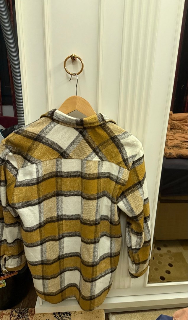 Düğmeli Uzun Kollu Rahat Kadın Gömlek mont - Görsel 5