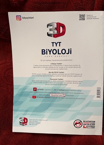 TYT Biyoloji Soru Bankası 3D Yayınları yeni - Görsel 2