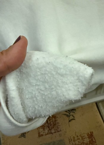 Beyaz  Kadın Sweatshirt içi pamuklu l beden ,s m daha uygun - Görsel 4