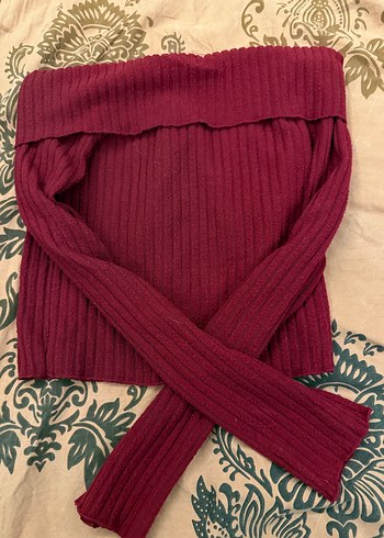 Bordo Kadın Triko Uzun Kollu Triko Kazak - Görsel 4