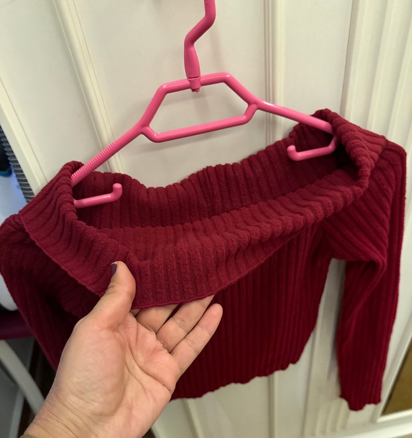 Bordo Kadın Triko Uzun Kollu Triko Kazak - Görsel 2