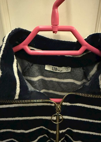 Fermuarlı Çizgili Gri Kadın Sweatshirt altı lastikli crop tarzı - Görsel 2