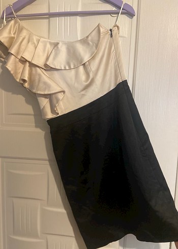 AdL abiye saten krem ve siyah - Görsel 2