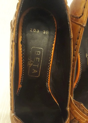 Camel Yılan Desenli Deri Topuklu Kadın Ayakkabı - Görsel 4