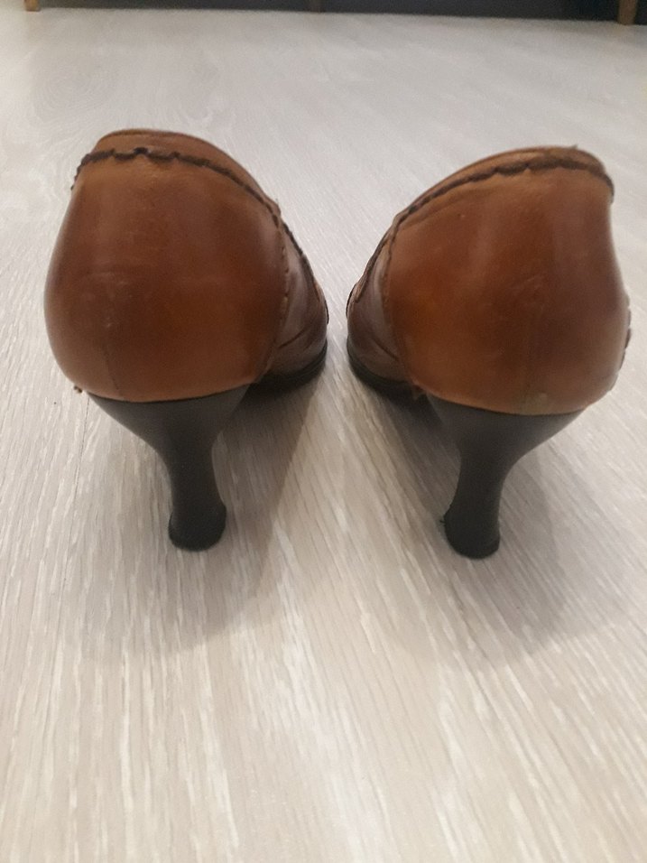 Camel Yılan Desenli Deri Topuklu Kadın Ayakkabı - Görsel 5