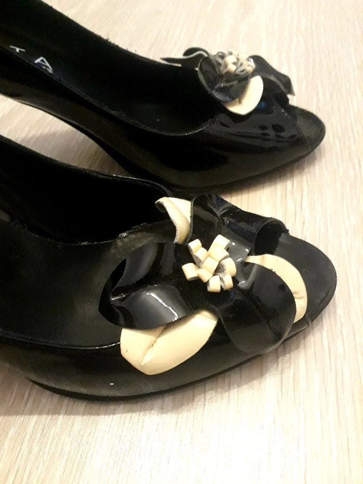 Fiyonklu Siyah Vintage Topuklu Kadın Ayakkabı - Görsel 2