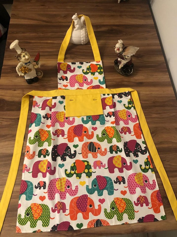 Renkli Fil Desenli Mutfak Önlüğü - Görsel 2