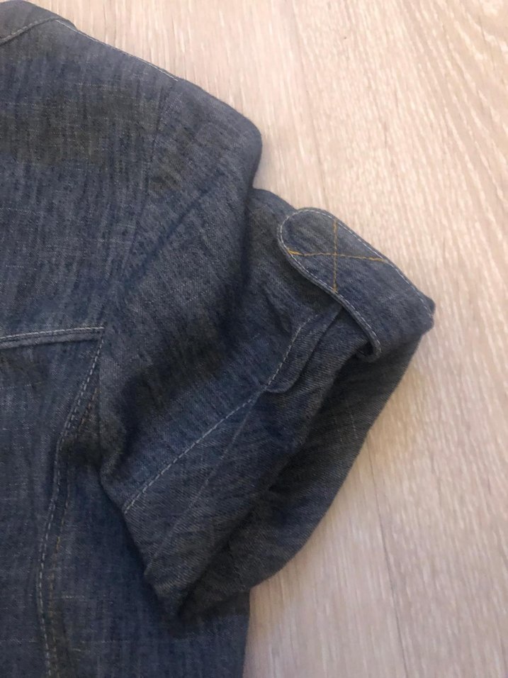 Sarı Astarlı V Yaka Denim Elbise - Görsel 4