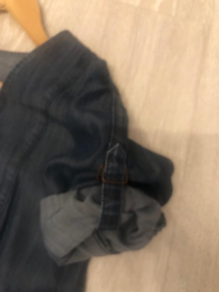 Lacivert V Yaka Midi Denim Elbise - Görsel 4