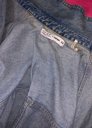 Düğmeli Mavi Kadın Kot Ceket - Görsel 3