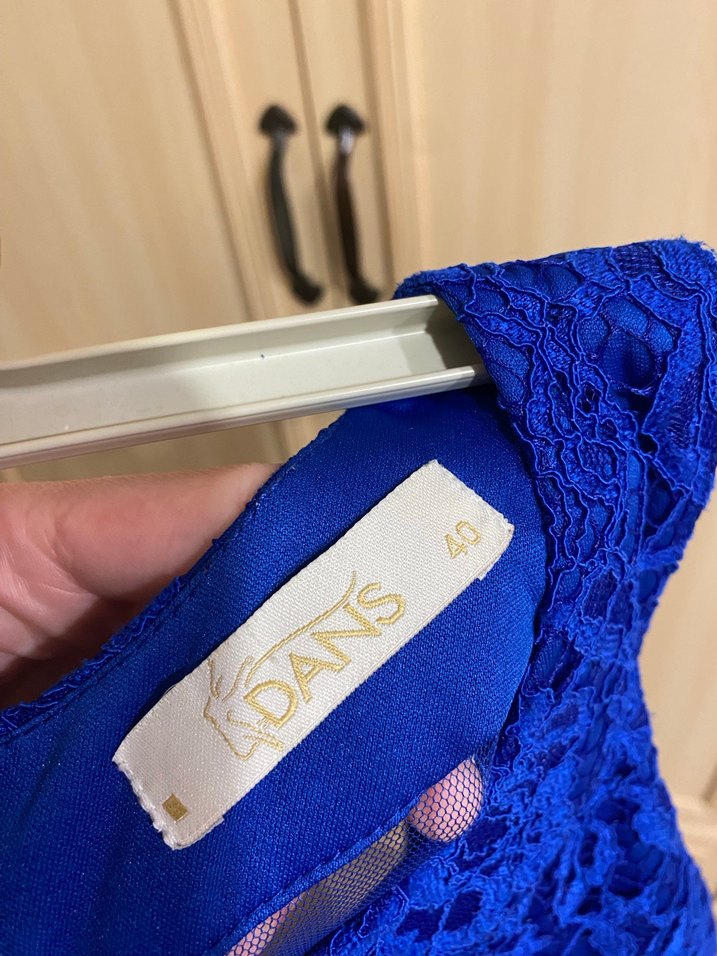 Dantel Detaylı Lacivert Midi Elbise - Görsel 4