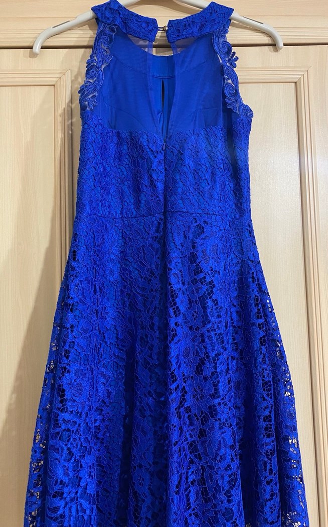 Dantel Detaylı Lacivert Midi Elbise - Görsel 3