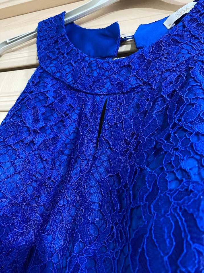 Dantel Detaylı Lacivert Midi Elbise - Görsel 2