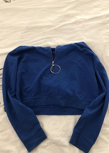 Kadın Lacivert Kapüşonlu Fermuarlı Sweatshirt - Görsel 2
