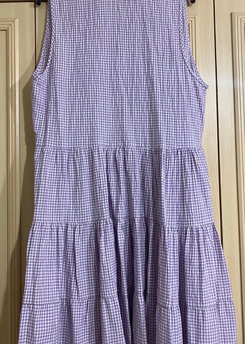 Düğmeli Mor Kolsuz Midi Elbise - Görsel 2