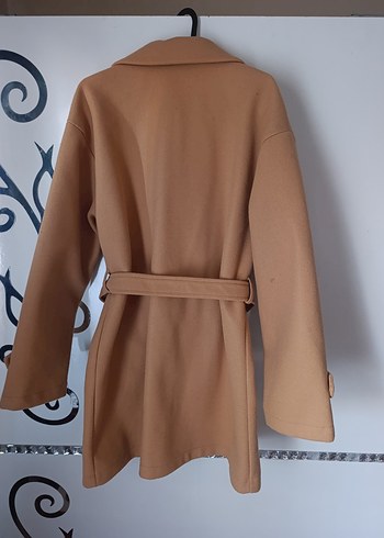 Bej Midi Kadın Kemerli Kaban - Görsel 6