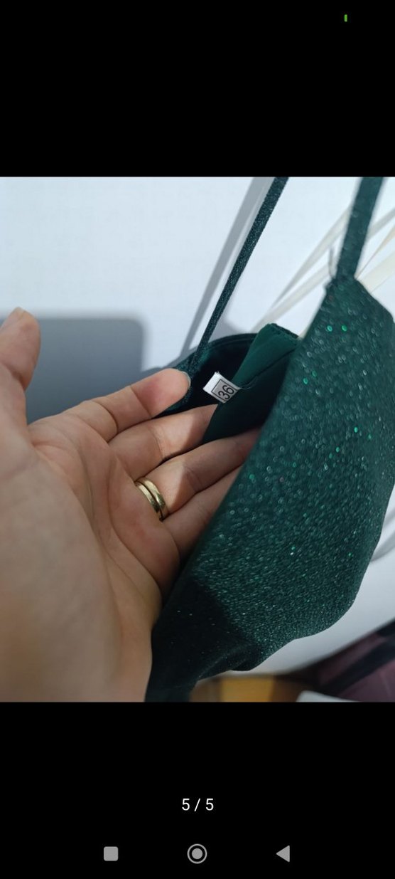 Yeşil Drapeli Uzun Askılı Abiye Elbise - Görsel 4