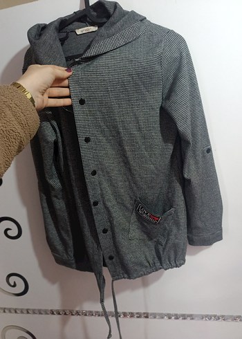 Gri Düğmeli Midi Kadın Ceket - Görsel 2