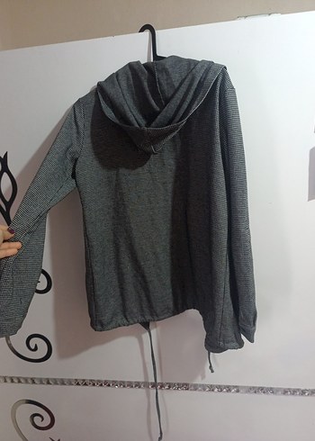 Gri Düğmeli Midi Kadın Ceket - Görsel 3