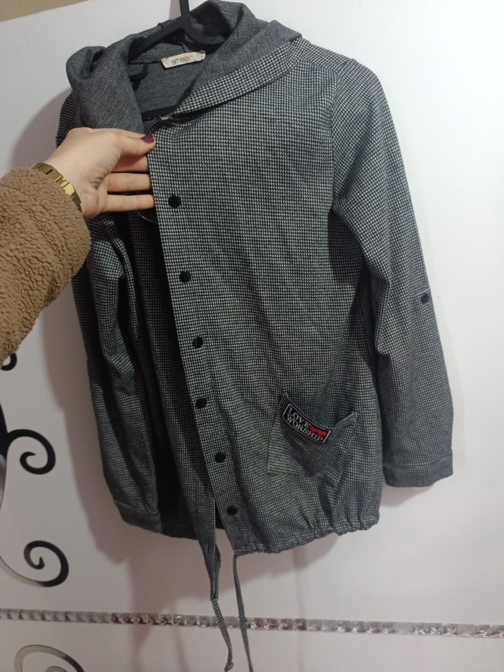 Gri Düğmeli Midi Kadın Ceket - Görsel 2