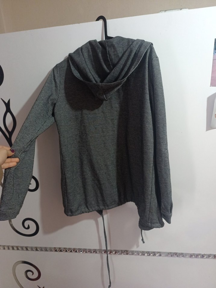 Gri Düğmeli Midi Kadın Ceket - Görsel 3