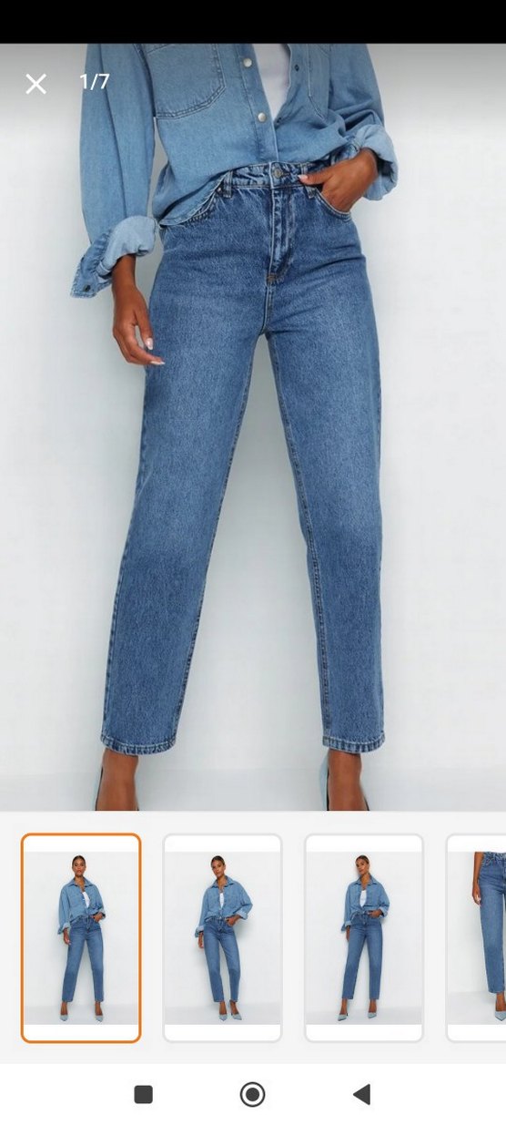 Düğmeli Mavi Kadın Denim Pantolon - Görsel 4