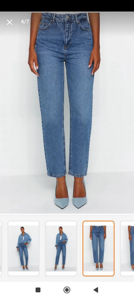 Düğmeli Mavi Kadın Denim Pantolon - Görsel 2