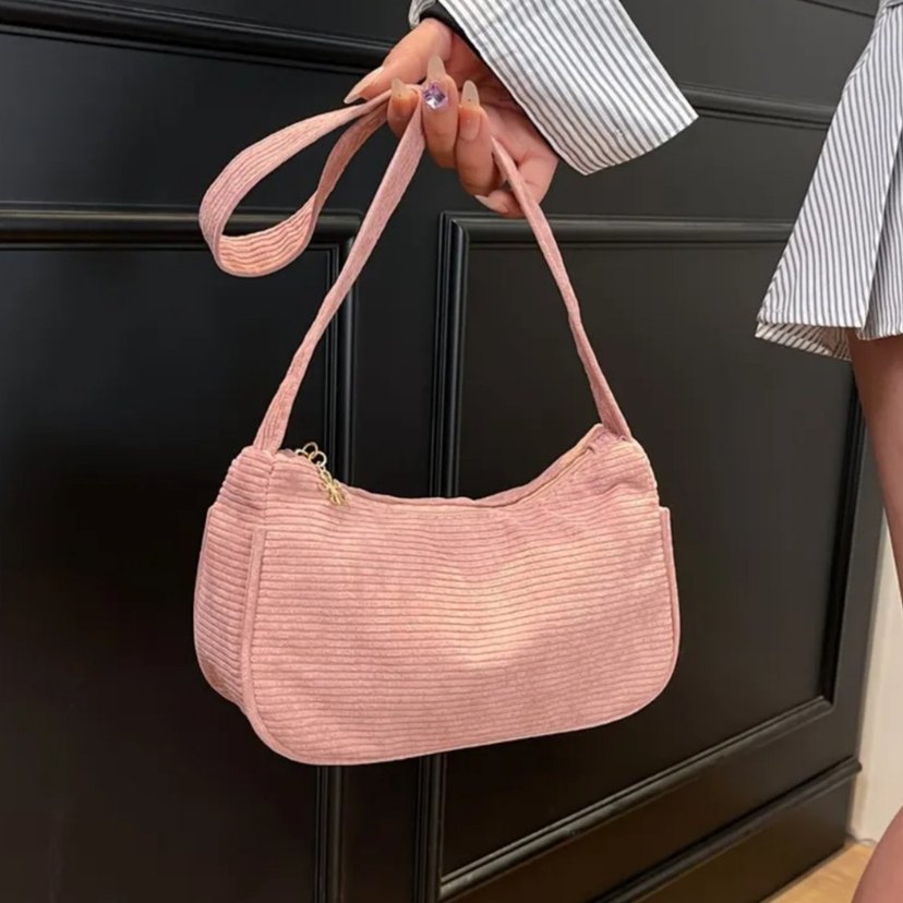 Pembe Fermuarlı Kadın Omuz Çantası - Görsel 2