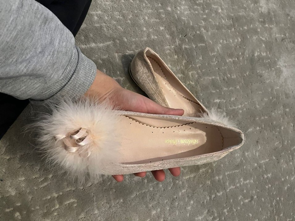 Bej Tüylü Kız Özel Gün Ayakkabısı - Görsel 2