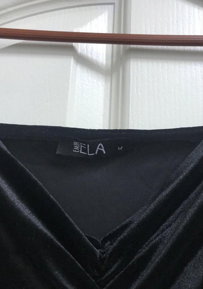 Uzun Kollu Drapeli Siyah Midi Elbise - Görsel 3