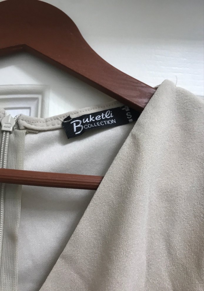 Bej Midi Kadın Elbise Uzun Kollu - Görsel 2