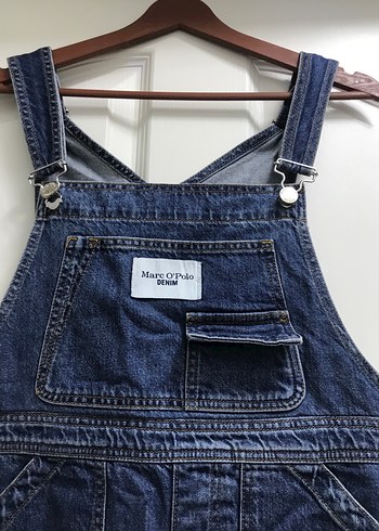 Kadın Lacivert Denim Askılı Midi Salopet - Görsel 2