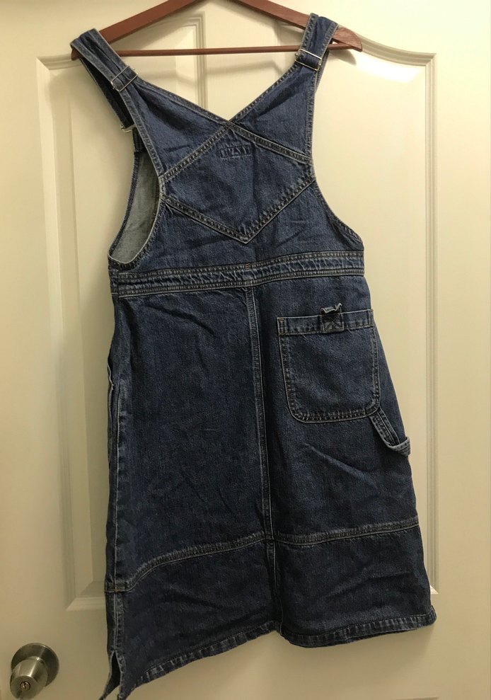 Kadın Lacivert Denim Askılı Midi Salopet - Görsel 3