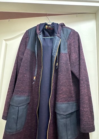 Bordo Uzun Fermuarlı Kadın Kaban - Görsel 2